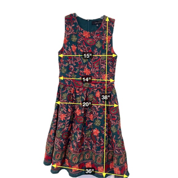 Adelyn Rae | Anthropologie Needlepoint Embroidery Garden Dress Size 6 Romantic - Picture 7 of 9